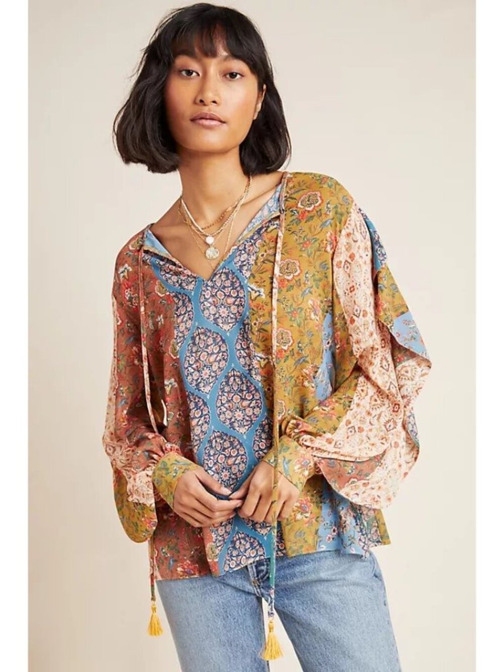 Anthropologie NWT Sachin & Babi Iliana Blouse Boho Mixed Prints size XS